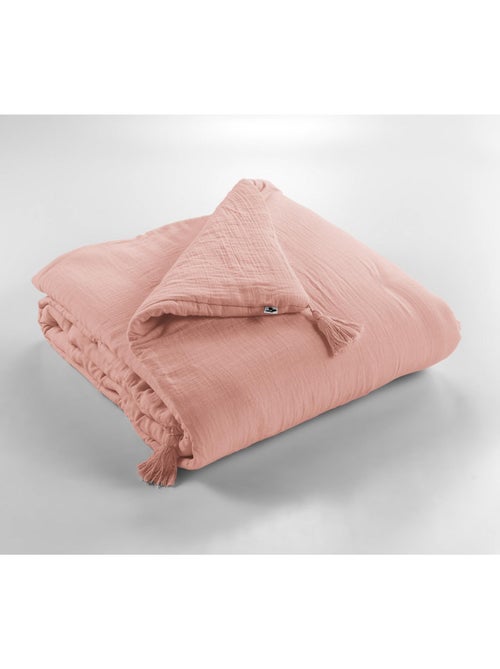 Bout de lit – double gaze de coton unie - finition pompon - gaïa - Kiabi Bout de lit – double gaze de coton unie - finition pompon - gaïa - Kiabi