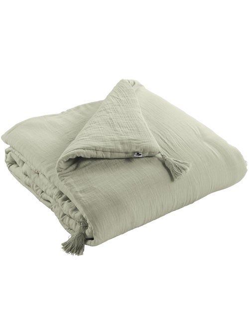 Bout de lit – double gaze de coton unie - finition pompon - gaïa - Kiabi Bout de lit – double gaze de coton unie - finition pompon - gaïa - Kiabi