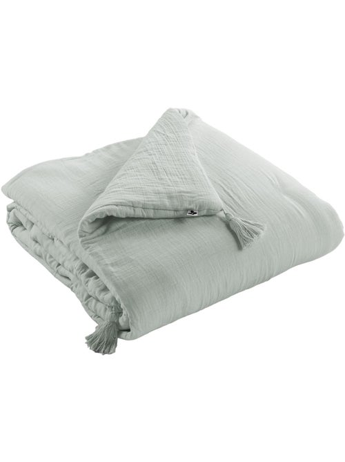 Bout de lit – double gaze de coton unie - finition pompon - gaïa - Kiabi Bout de lit – double gaze de coton unie - finition pompon - gaïa - Kiabi