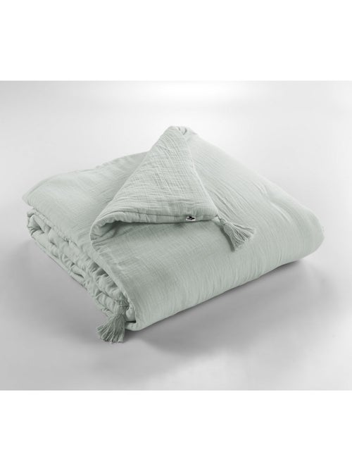 Bout de lit – double gaze de coton unie - finition pompon - gaïa - Kiabi Bout de lit – double gaze de coton unie - finition pompon - gaïa - Kiabi
