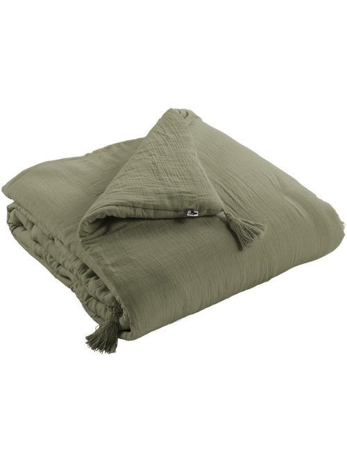 Bout de lit – double gaze de coton unie - finition pompon - gaïa - Kiabi Bout de lit – double gaze de coton unie - finition pompon - gaïa - Kiabi