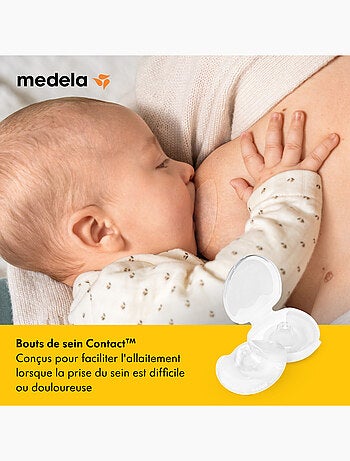 Bouts de sein medela contact - silicone doux, protège mamelons sensibles, facilite la prise du sein