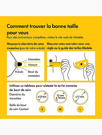 Bouts de sein medela contact - silicone doux, protège mamelons sensibles, facilite la prise du sein