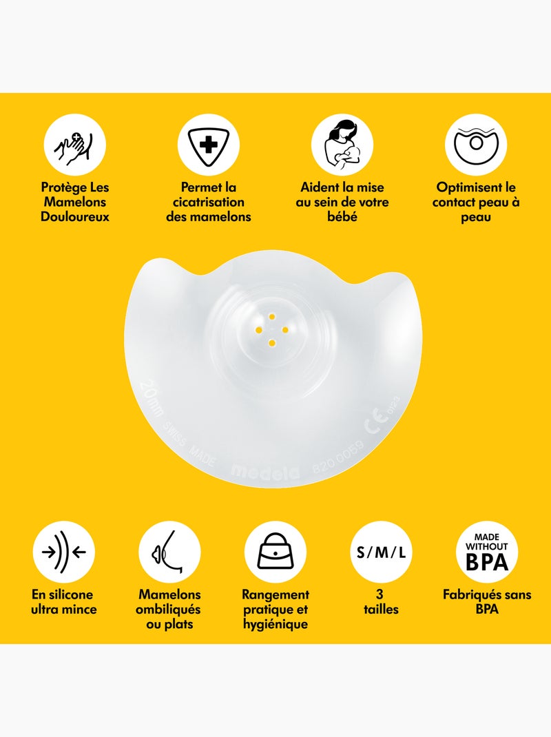 Bouts de sein medela contact - silicone doux, protège mamelons sensibles, facilite la prise du sein Transparent - Kiabi