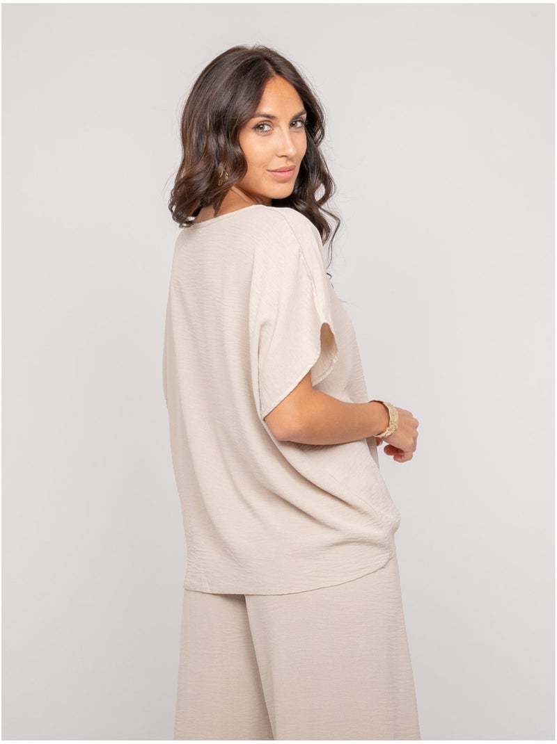 Bovenste knopen met FEYA-strik Beige - Kiabi