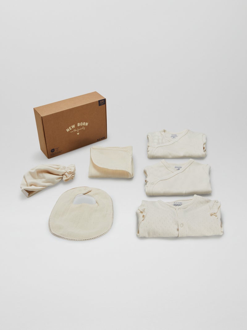 Box de naissance mixte 'New born in the family' - 6 pièces Beige - Kiabi