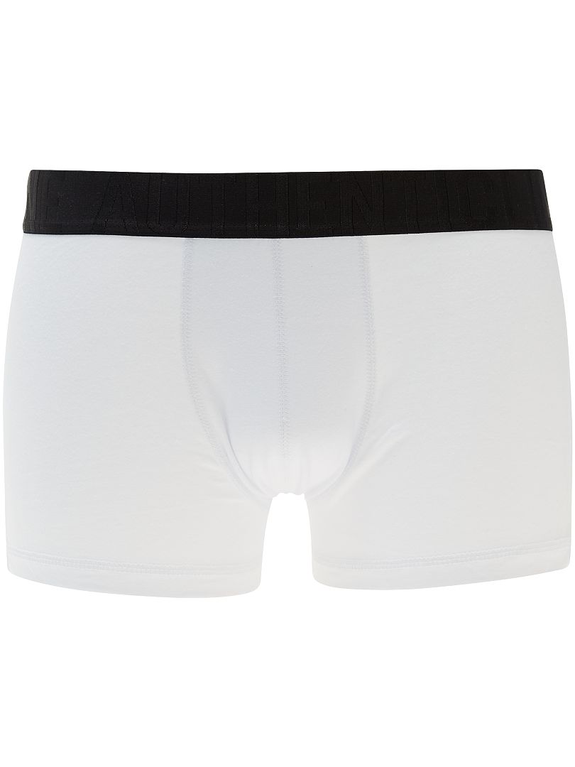 Boxer bicolore en coton stretch blanc/noir - Kiabi