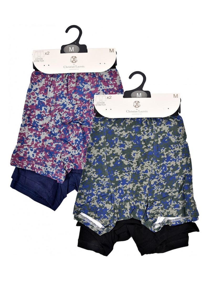 Boxer CXL By LACROIX - Pack de 4 Noir Multicolore Bleu - Kiabi