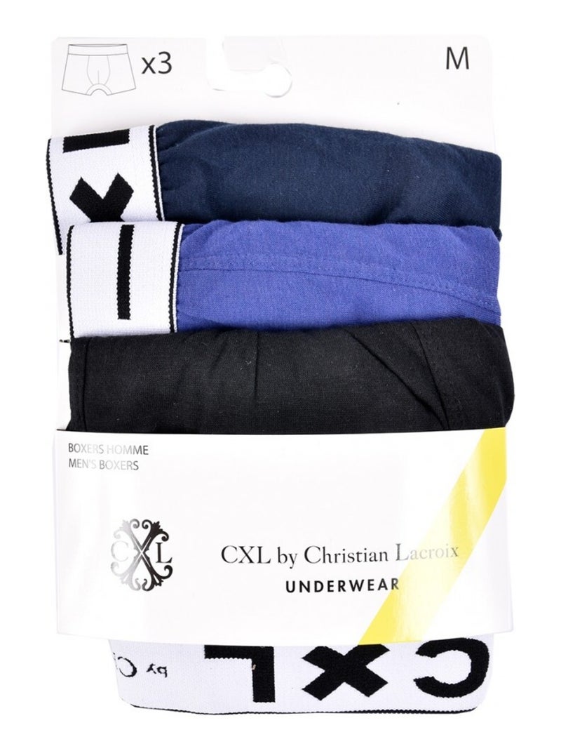 Boxer CXL By LACROIX X3 - Pack de 3 Noir Bleu marine Bleu - Kiabi