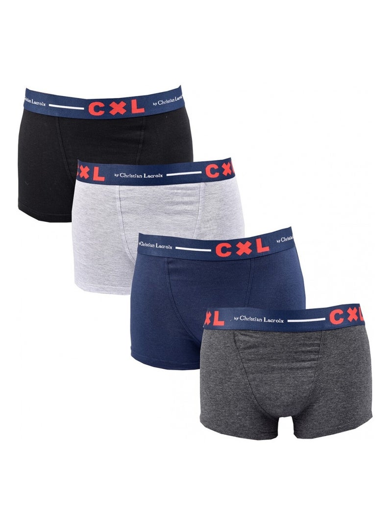 Boxer CXL By LACROIX X4 - Pack de 4 Noir Gris anthracite Bleu - Kiabi