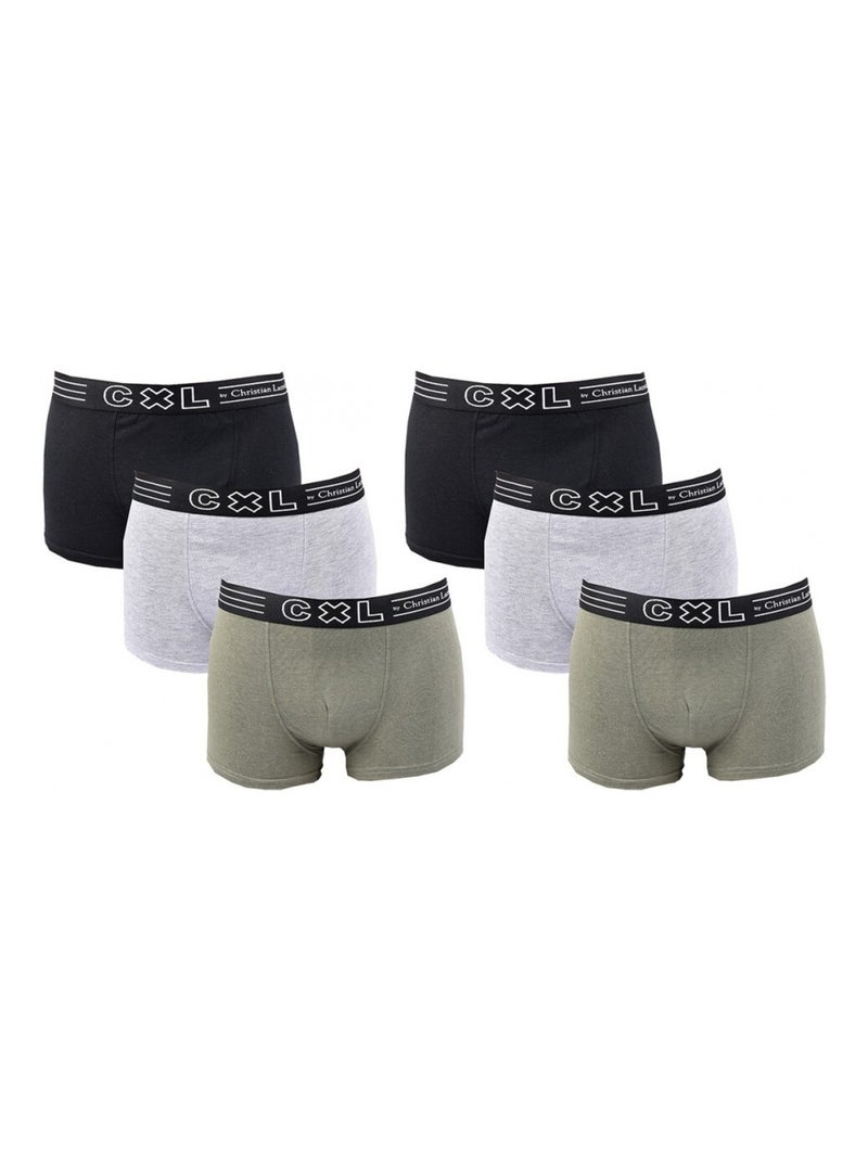 Boxer CXL By LACROIX X6 - Pack de 6 Noir Vert Gris - Kiabi
