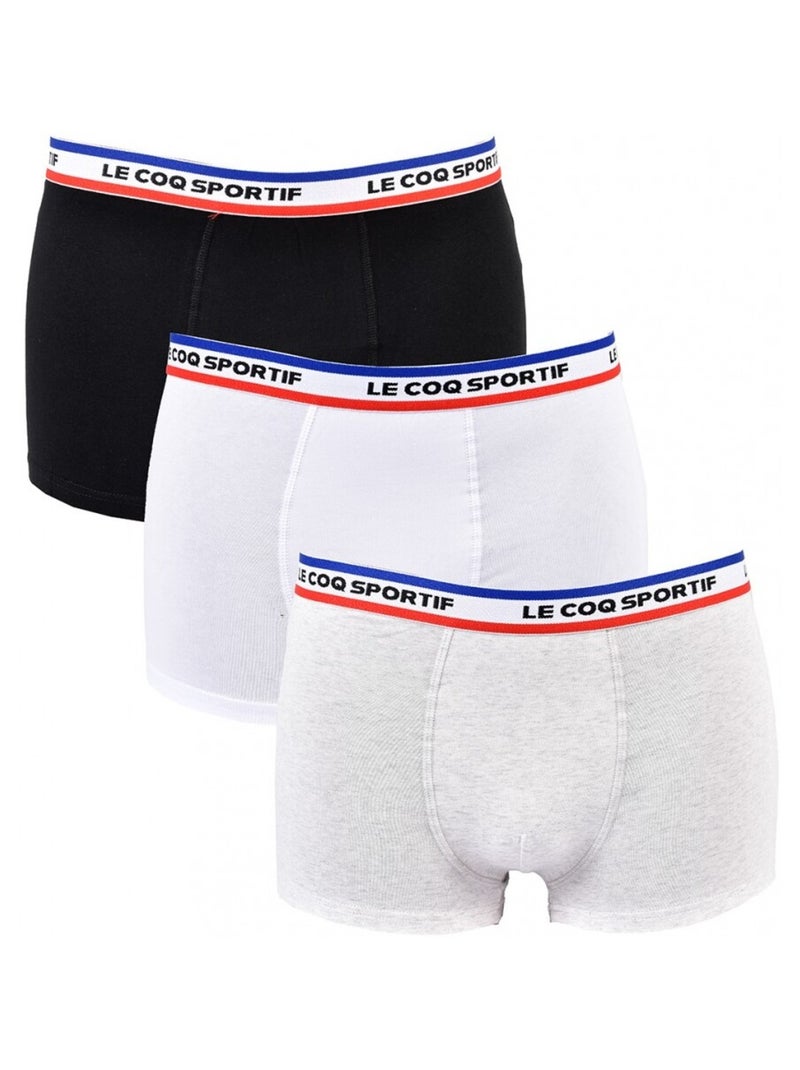 Boxer Homme LE COQ SPORTIF - Pack de 3 Noir Blanc Gris - Kiabi