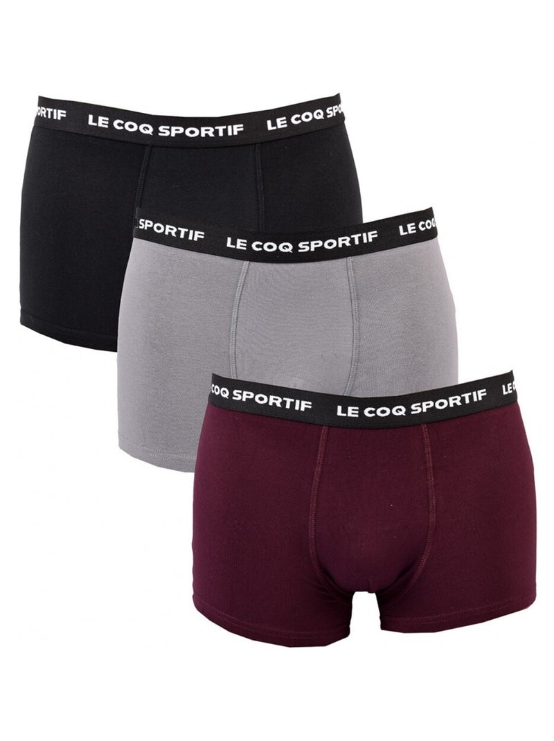 Boxer Homme LE COQ SPORTIF - Pack de 3 Noir Bordeaux Gris - Kiabi