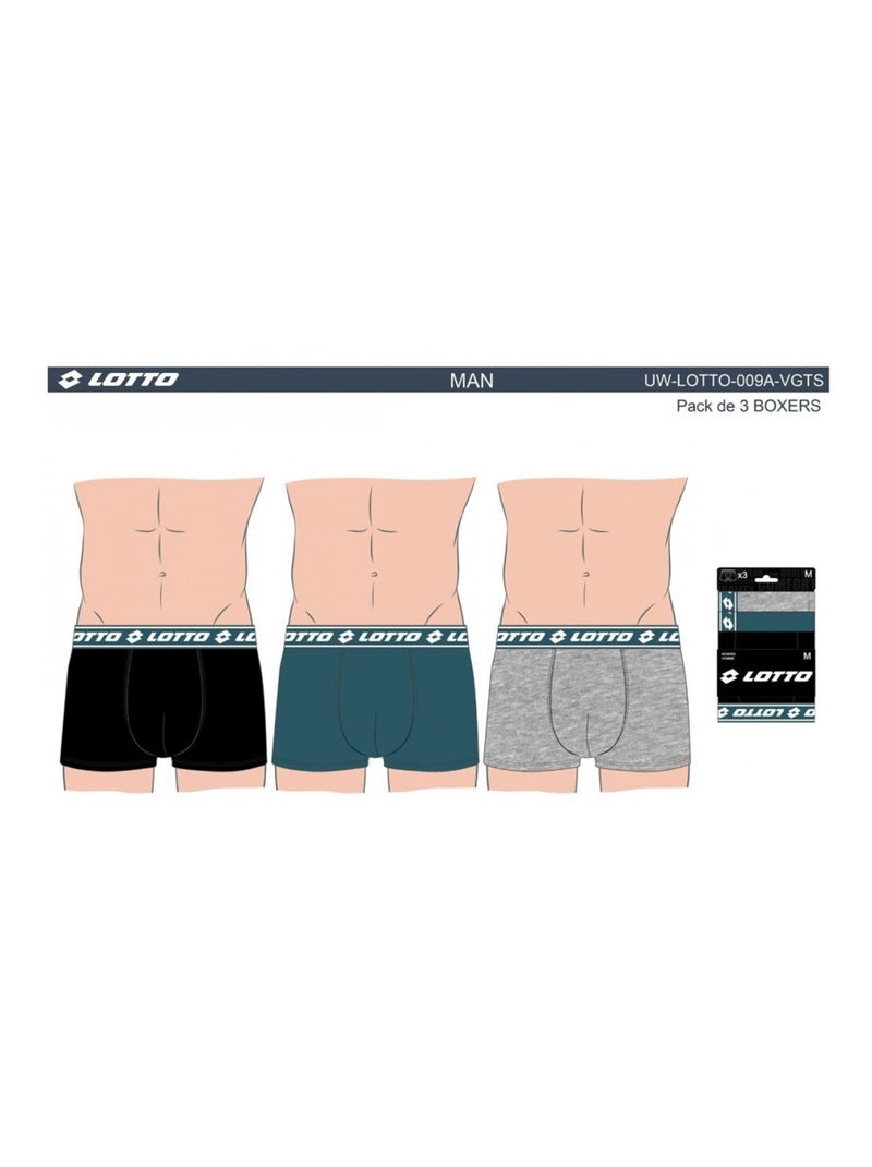 Boxer homme LOTTO - Pack de 3 Bleu Gris clair Gris - Kiabi