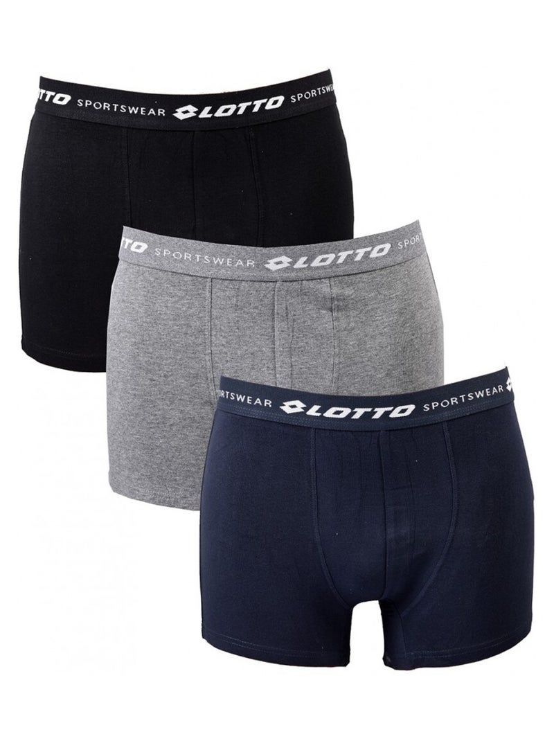 Boxer homme LOTTO - Pack de 3 Noir Gris clair Bleu - Kiabi