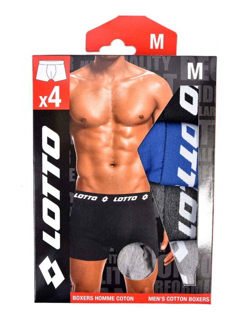 Boxer homme LOTTO - Pack de 4 Noir Gris clair Bleu - Kiabi