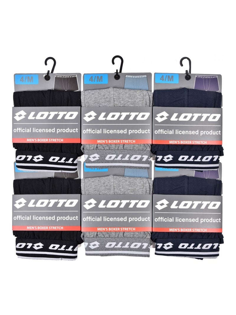 Boxer homme LOTTO - Pack de 6 Bleu Gris Noir - Kiabi