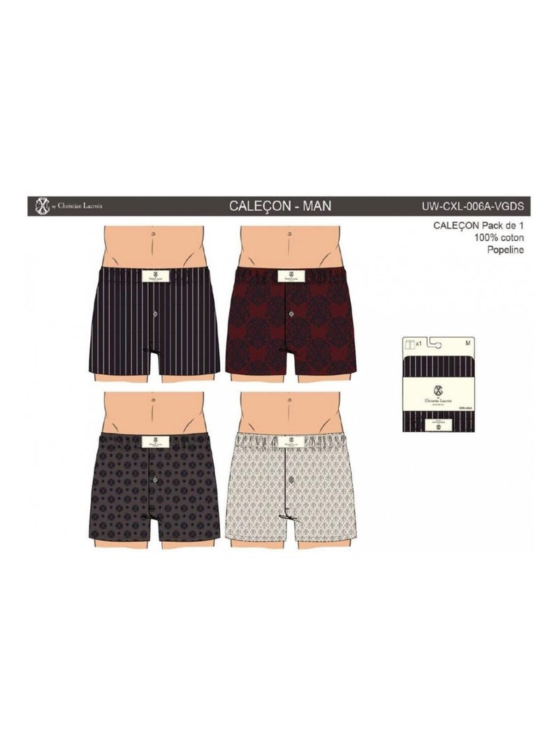Boxer Long CXL By LACROIX X4 - Pack de 4 Bleu Bordeaux Gris - Kiabi