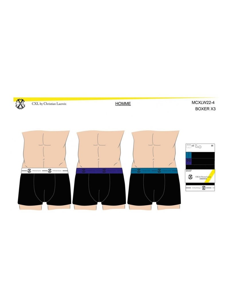 Boxershort CXL By LACROIX - Set van 3 Zwart Multicolor - Kiabi