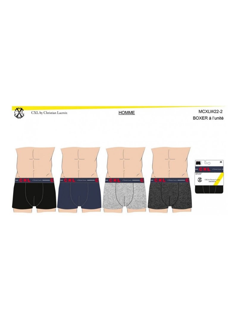 Boxershort heren LACROIX set van 4 Zwart Antracietgrijs Blauw - Kiabi