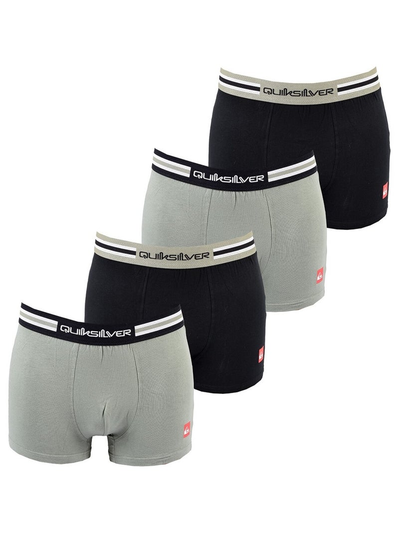 Boxershort heren QUIKSILVER - Set van 4 Zwart Grijs Wit - Kiabi