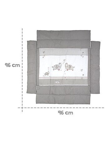 Boxkleed met rand 96 x 96 cm met olifantenprint 'Jumbotwins' ROBA