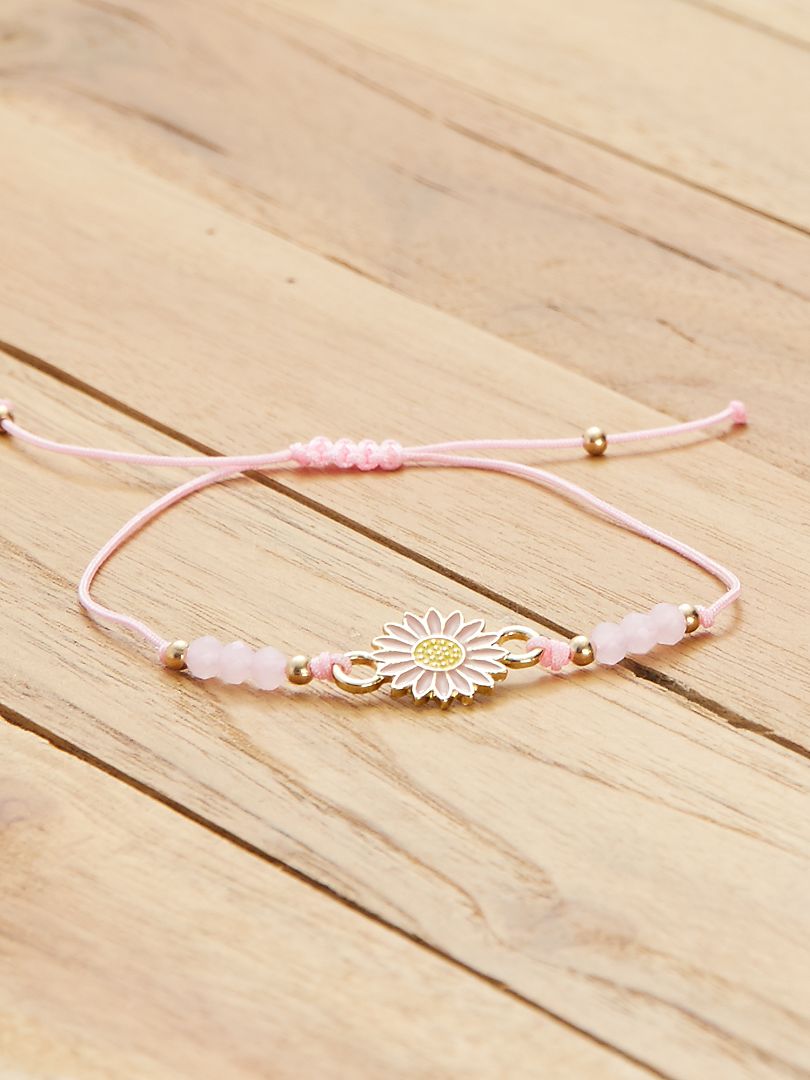 Bracelet ajustable 'fleur' rose - Kiabi