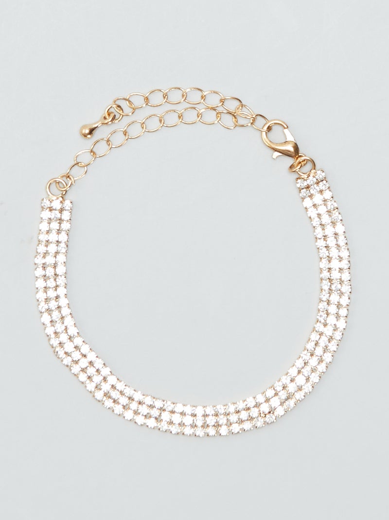 Bracelet plat à strass BEIGE - Kiabi