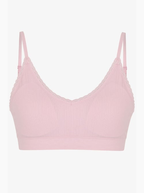 Bralette à motif ajouré, coussinets amovibles, sans coutures penti - Kiabi Bralette à motif ajouré, coussinets amovibles, sans coutures penti - Kiabi