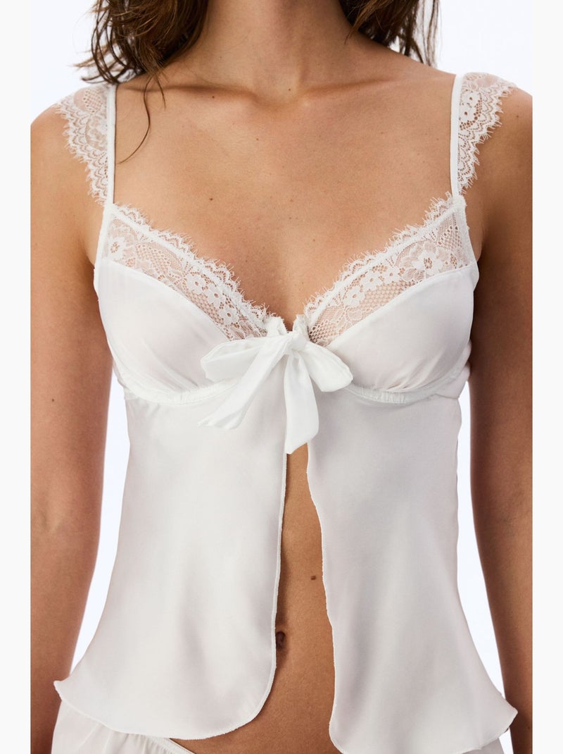 Brassière à armatures fleurie effet déchiré penti Blanc - Kiabi