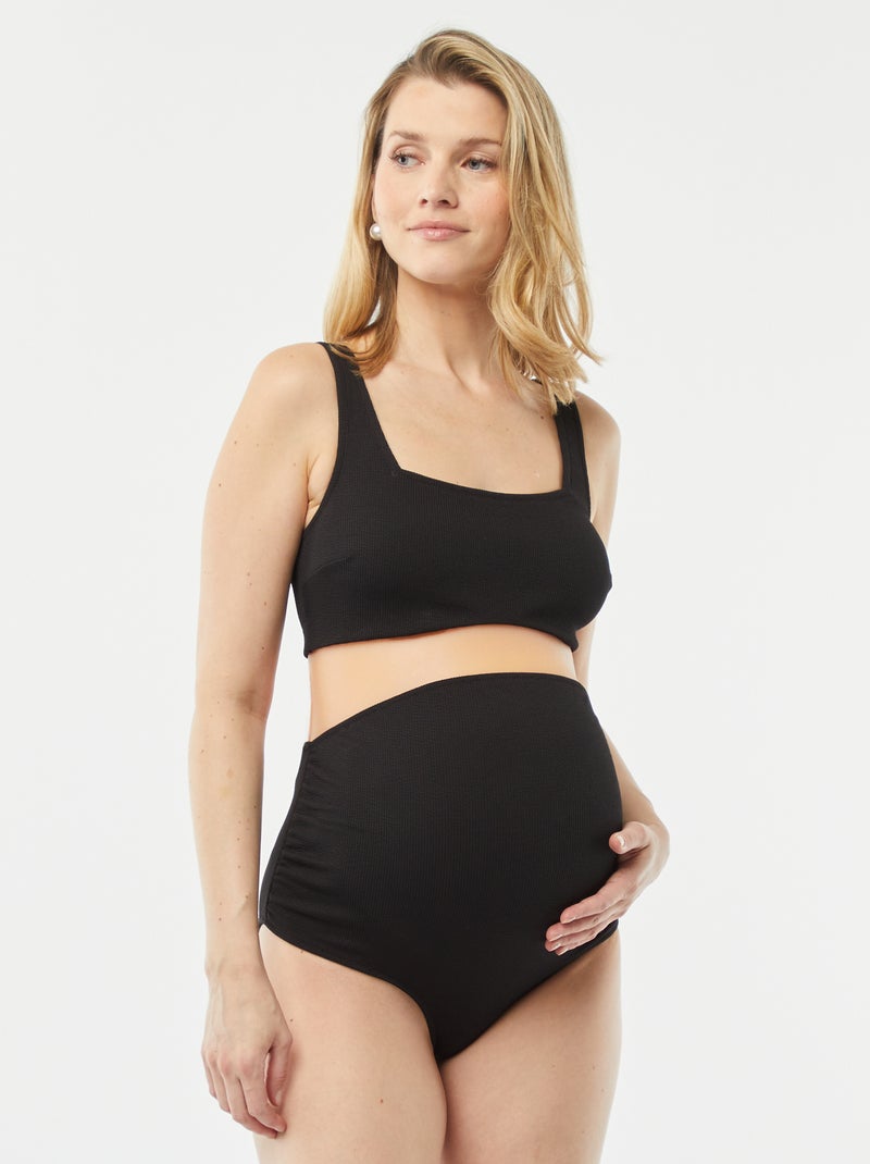Brassière de bain en maille texturée Noir - Kiabi