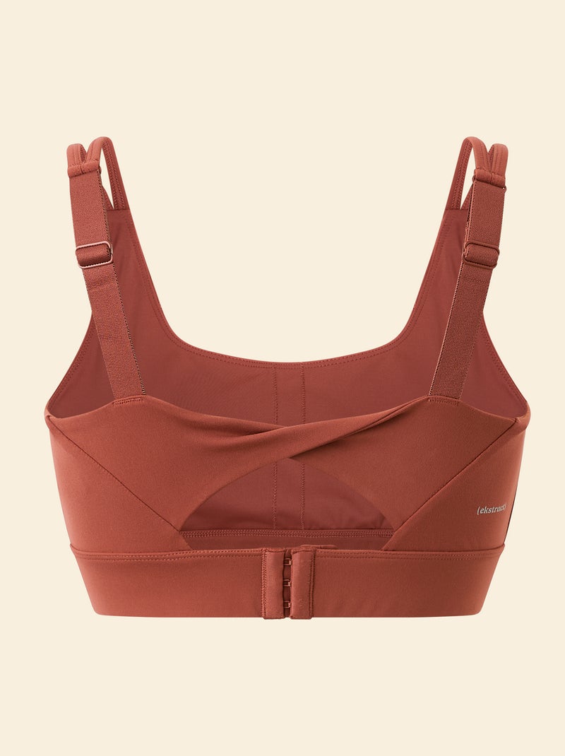Brassière de sport effet twisté au dos maintien fort - (ekstract) Terracotta - Kiabi