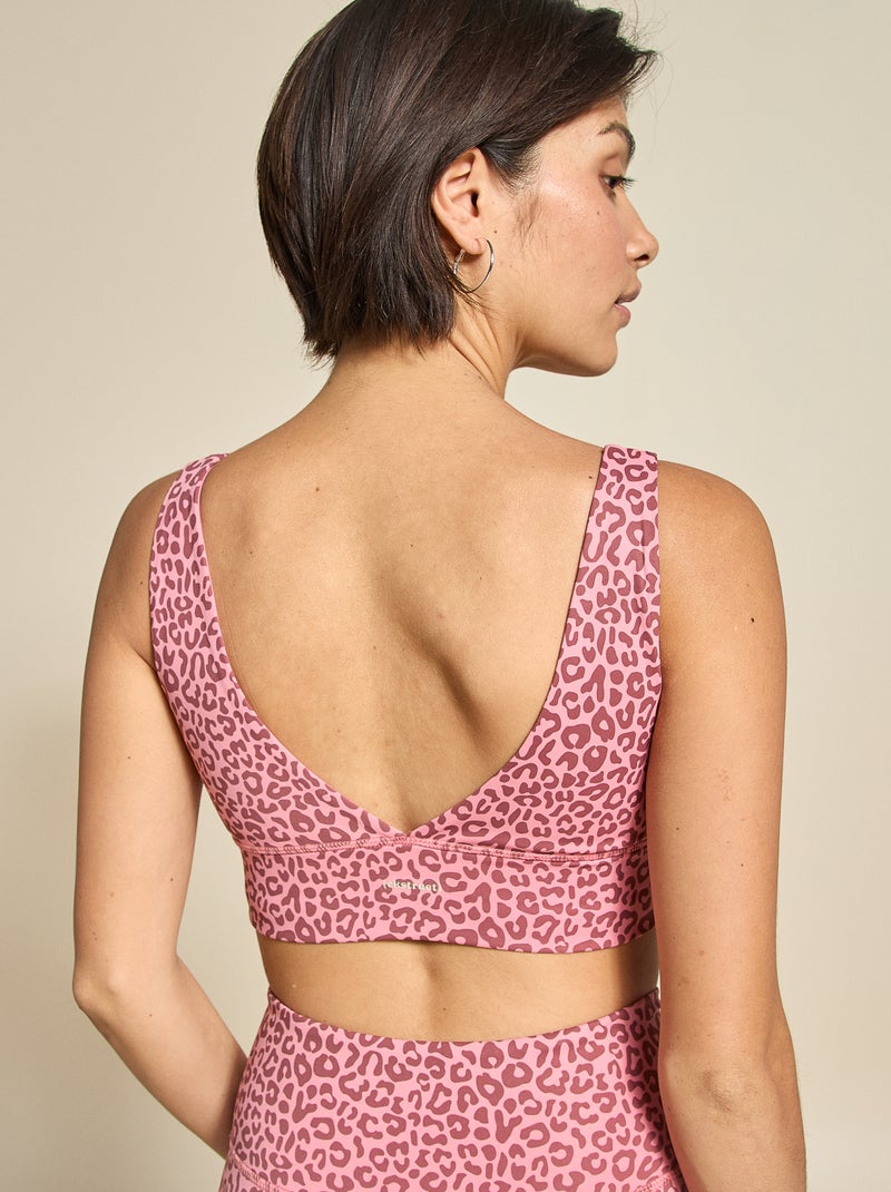 Brassière de sport imprimé léopard maintien léger - (ekstract) Rose - Kiabi