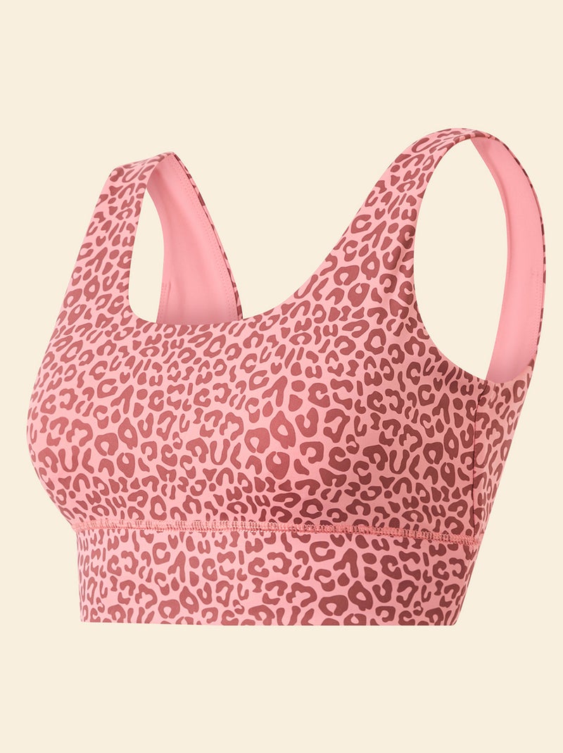 Brassière de sport imprimé léopard maintien léger - (ekstract) Rose - Kiabi