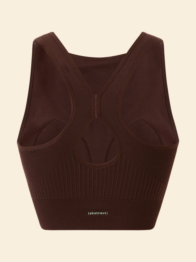 Brassière de sport maintien moyen sans coutures - (ekstract) Marron - Kiabi