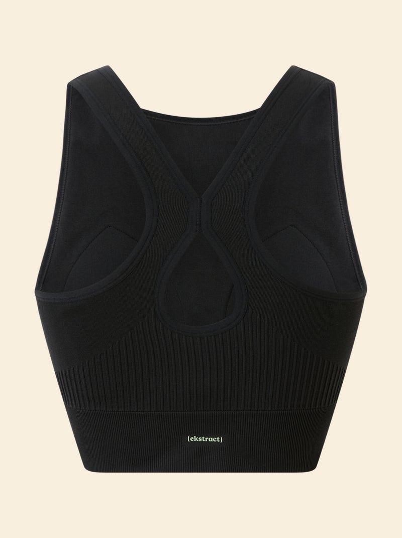 Brassière de sport maintien moyen sans coutures - (ekstract) Noir - Kiabi