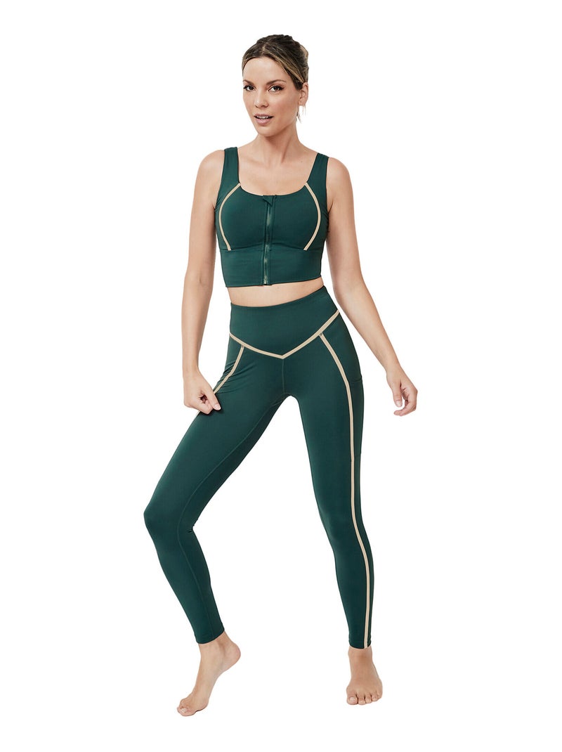 Brassière de sport ouverture frontale tech st7 Vert - Kiabi