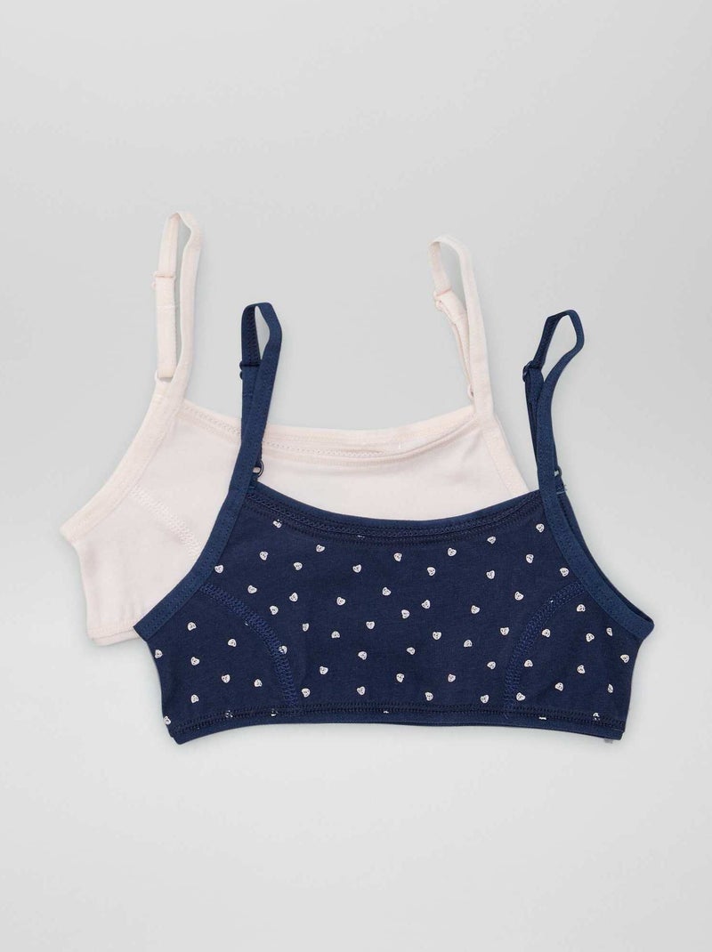 Brassière en maille jersey avec bretelles réglables Bleu - Kiabi