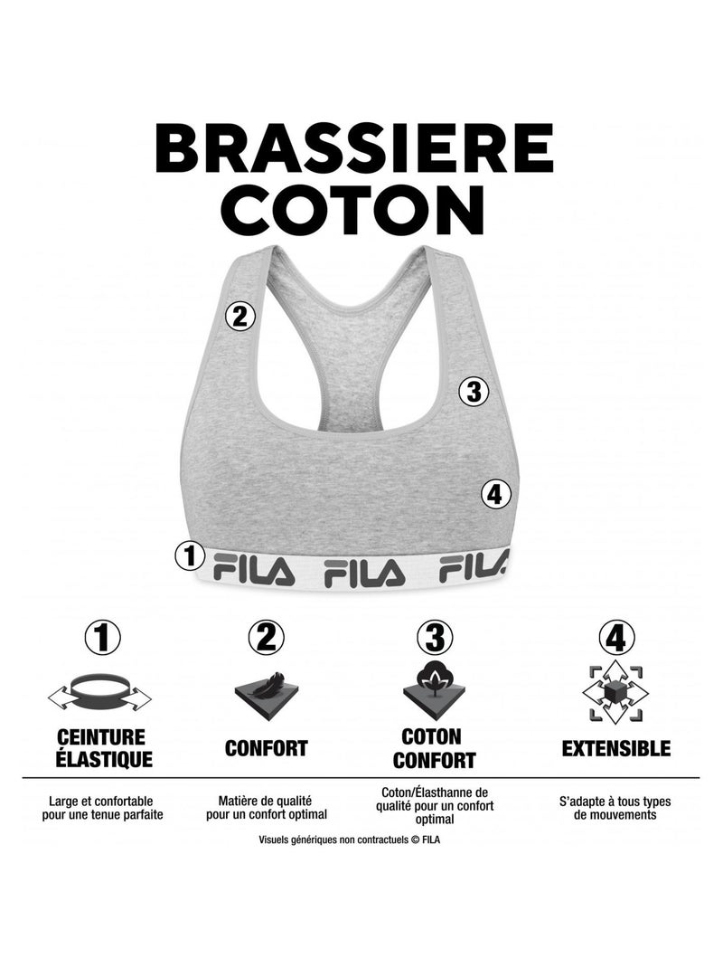 Brassière femme en coton  fila Blanc - Kiabi