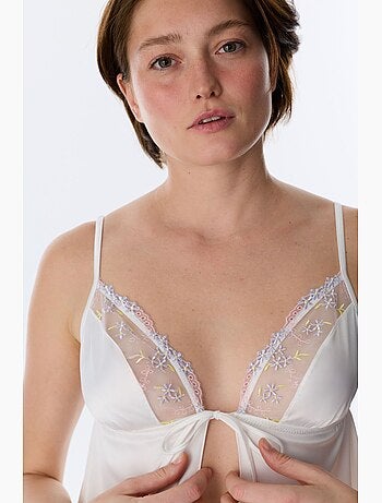 Brassière satin broderie cassée penti