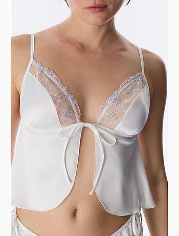 Brassière satin broderie cassée penti