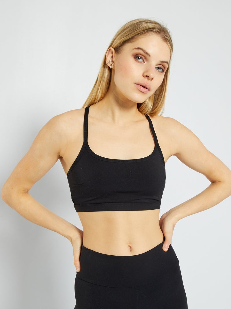 Brassière sport microfibre noir - Kiabi