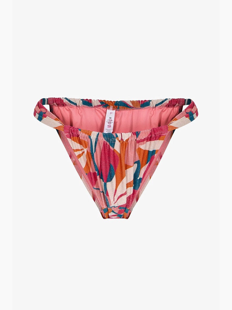 Brayana super glanzende bikinibroek met middelhoge taille penti Wit Oranje - Kiabi