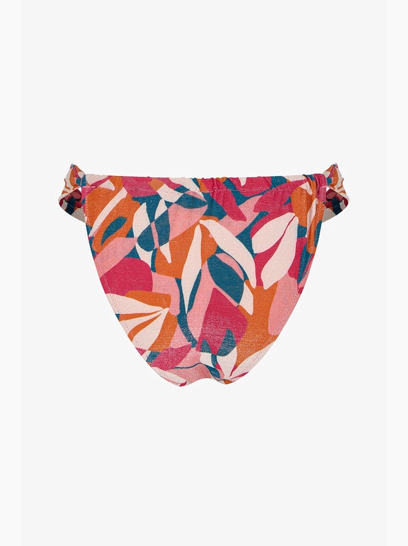 Brayana super glanzende bikinibroek met middelhoge taille penti Wit Oranje - Kiabi