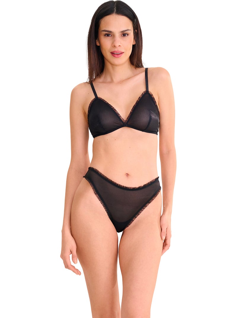 Braziliaans laag uitgesneden shiny star Zwart - Kiabi
