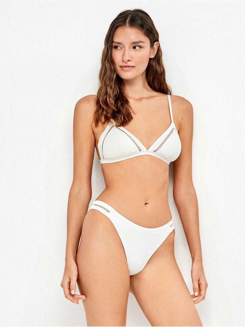 Braziliaanse bikini broekje met uitsnijding Ivoor - Kiabi