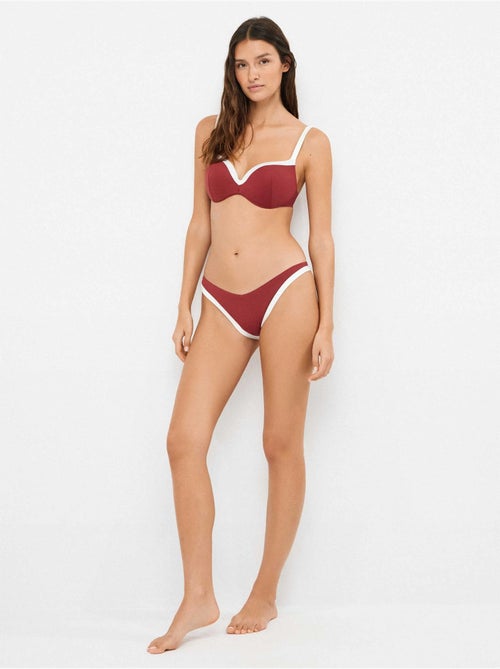 Braziliaanse bikini broekje v-vormige tweekleurig - Kiabi