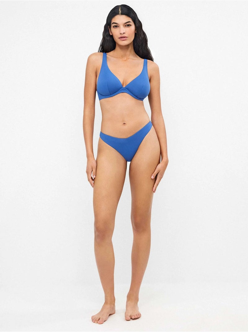 Braziliaanse bikini slipje v-snede Blauw - Kiabi