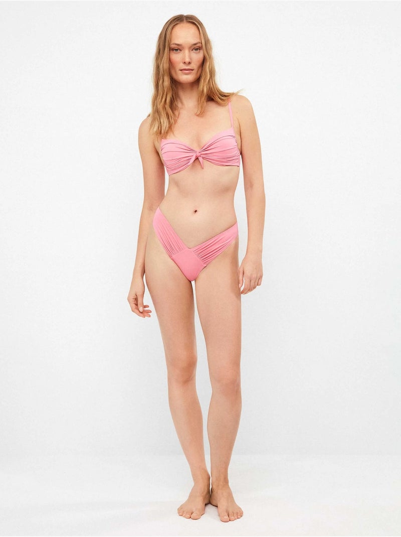 Braziliaanse bikinibroekje met v-snit Roze - Kiabi