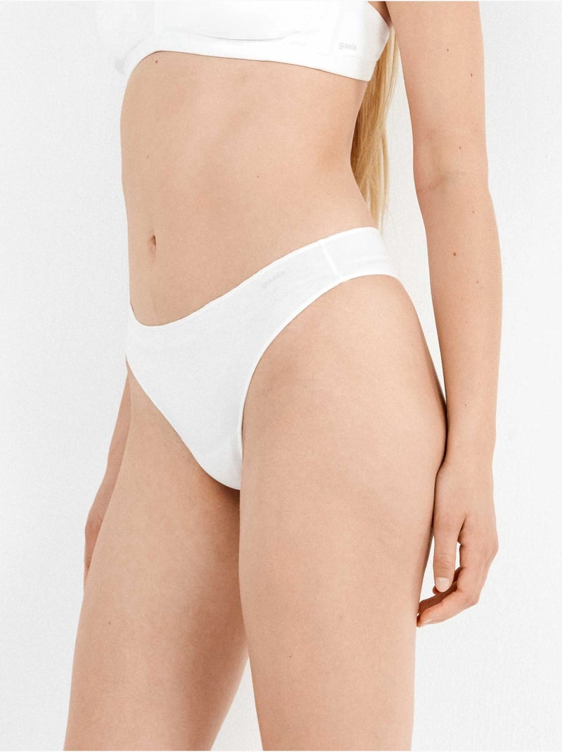 Braziliaanse katoenen slip Wit - Kiabi